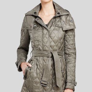 Burberry Finsbridge Quilted Jacket Size Small Mink Gray